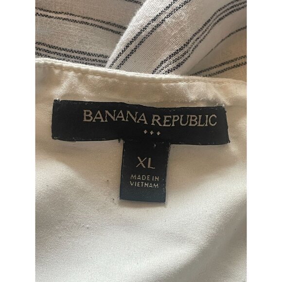 Banana Republic XL sweetheart A-line striped linen blend swing top knot front - Picture 7 of 8